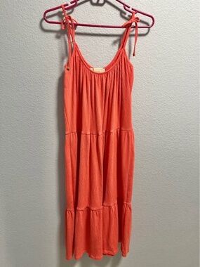Michael Kors Salmon Colored Tiered Midi Dress